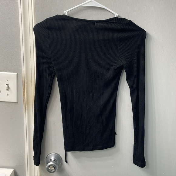 Project Social T x Urban Outfitters Black Long-sleeved Lace Up Top - Picture 2 of 5